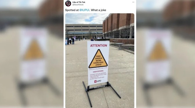 Free Speech Warning Sign Displayed on Indiana Campus